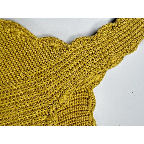 Moth Anthropologie Scallop Knit Sweater Tank Top Small Mustard Yellow Cottage - Picture 6 of 10